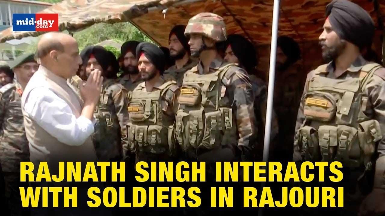 J&K Encounters: Union Minister Rajnath Singh interacts with soldiers in Rajouri 