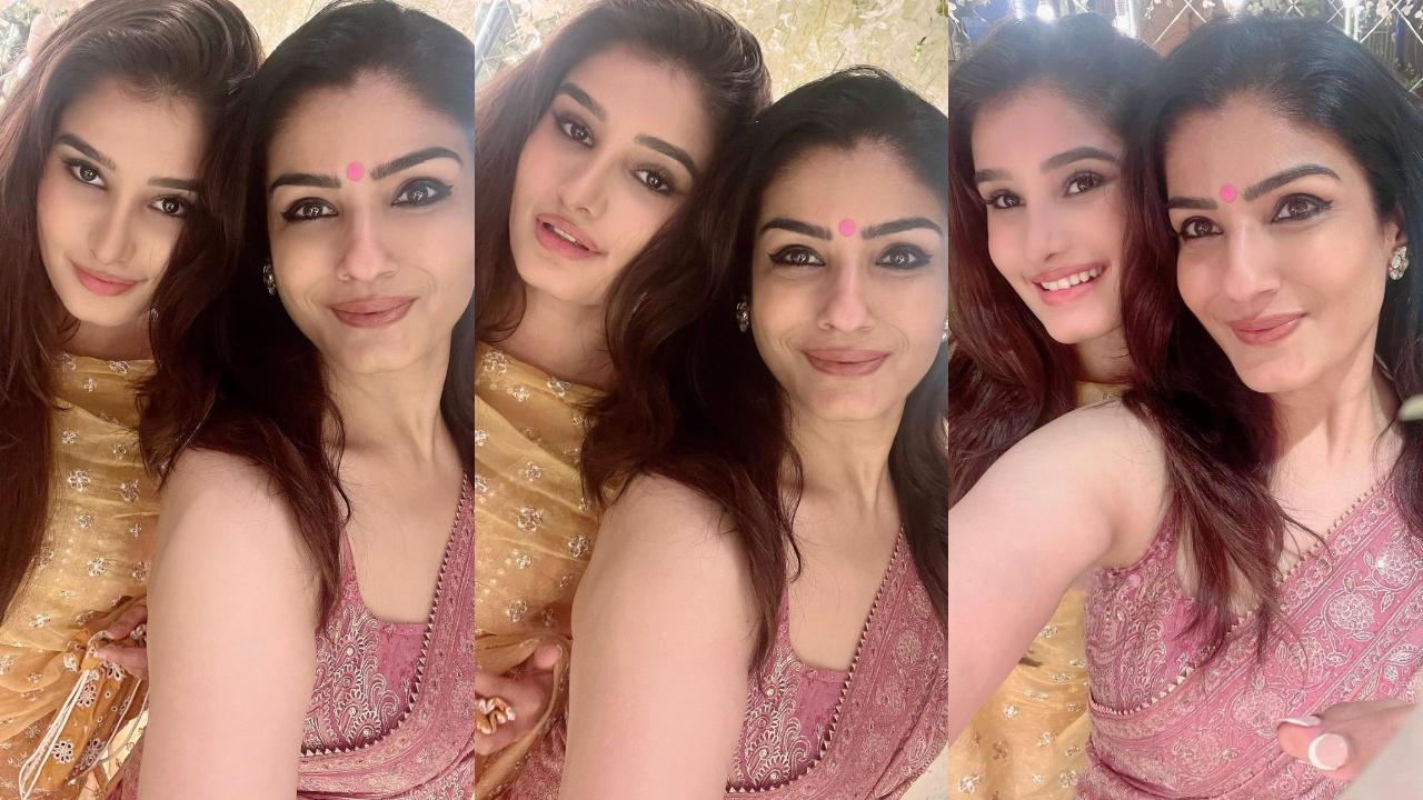 1280px x 720px - Raveena Tandon shares pics from daughter's graduation dinner, fan calls  Rasha 'Twin Tandon'