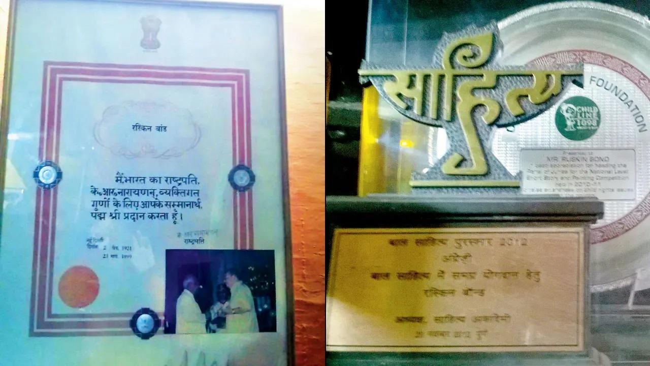 Bond was conferred with the Sahitya Akademi Award(1992), Padma Shri (1999) and Padma Bhushan (2014, not in pictures) 