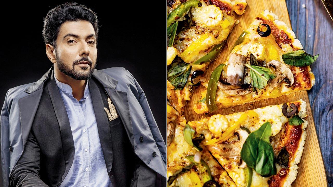 Ranveer Brar; (right) Proso millet pizza 