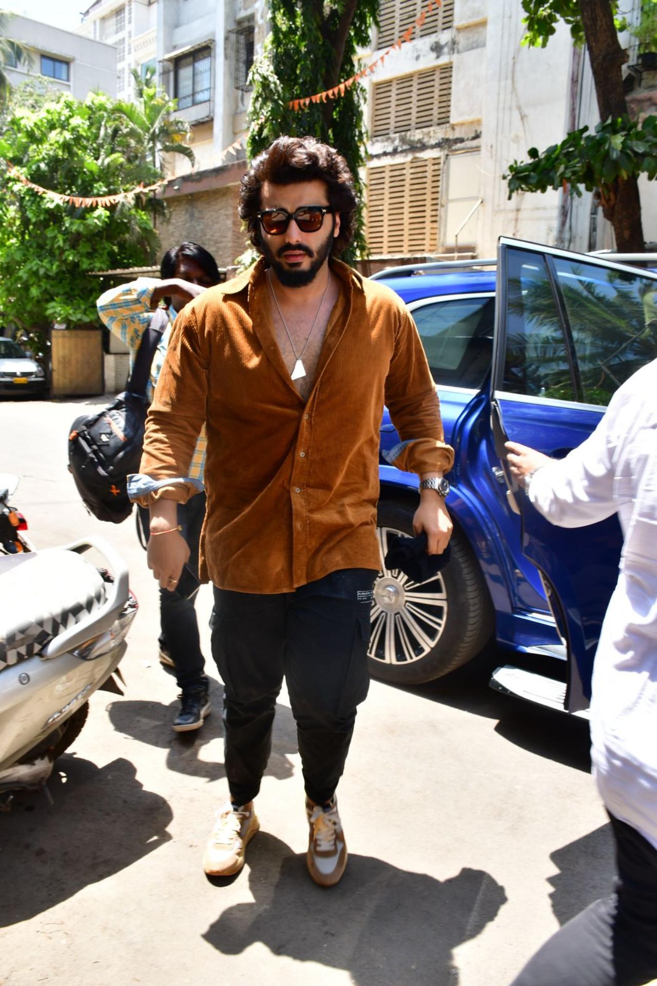 Arjun Kapoor looked dashing in a brown corduroy shirt and black cargos