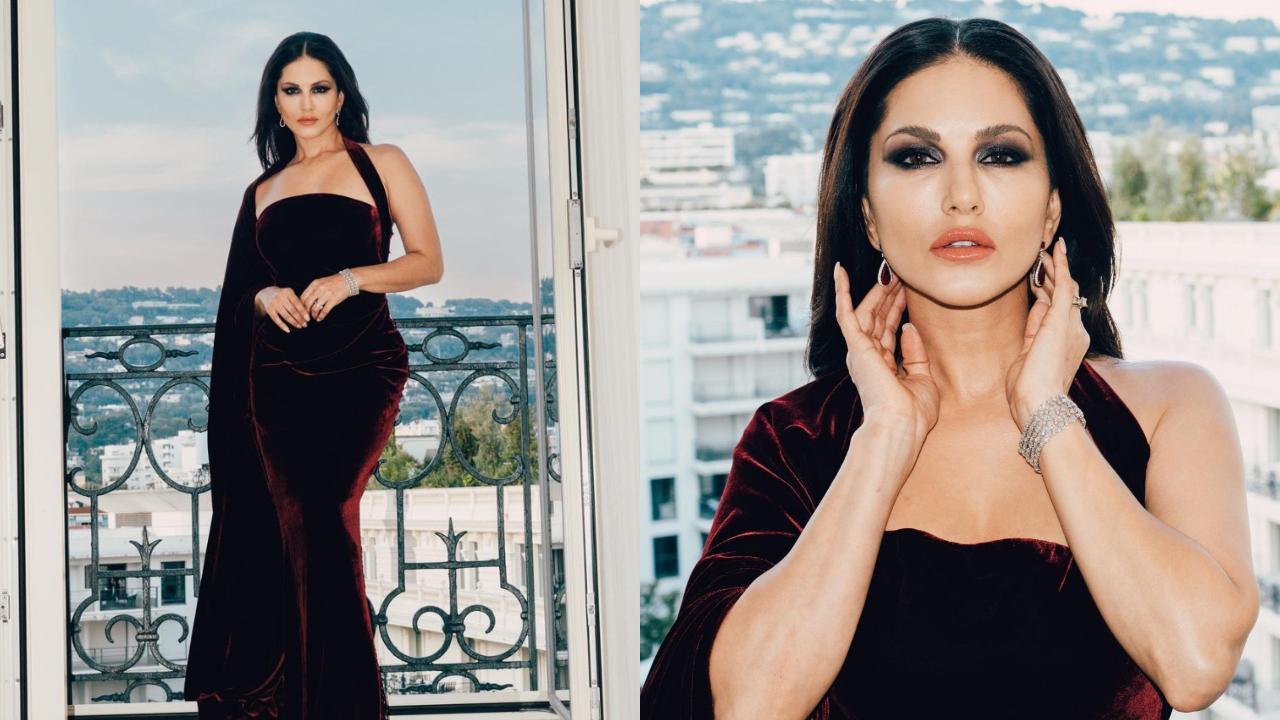 IN PICS: Sunny Leone sizzles in velvet gown worth Rs 2.4 lakhs at Cannes