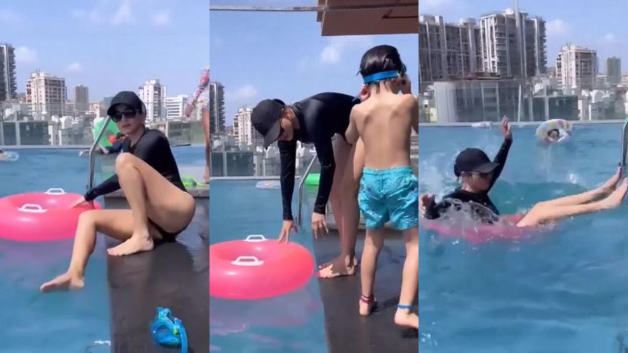 Mumbai Sanilion Xxx Video - Sunny Leone's attempt to beat the heat in the pool ends up in an 'epic  fail'; watch!