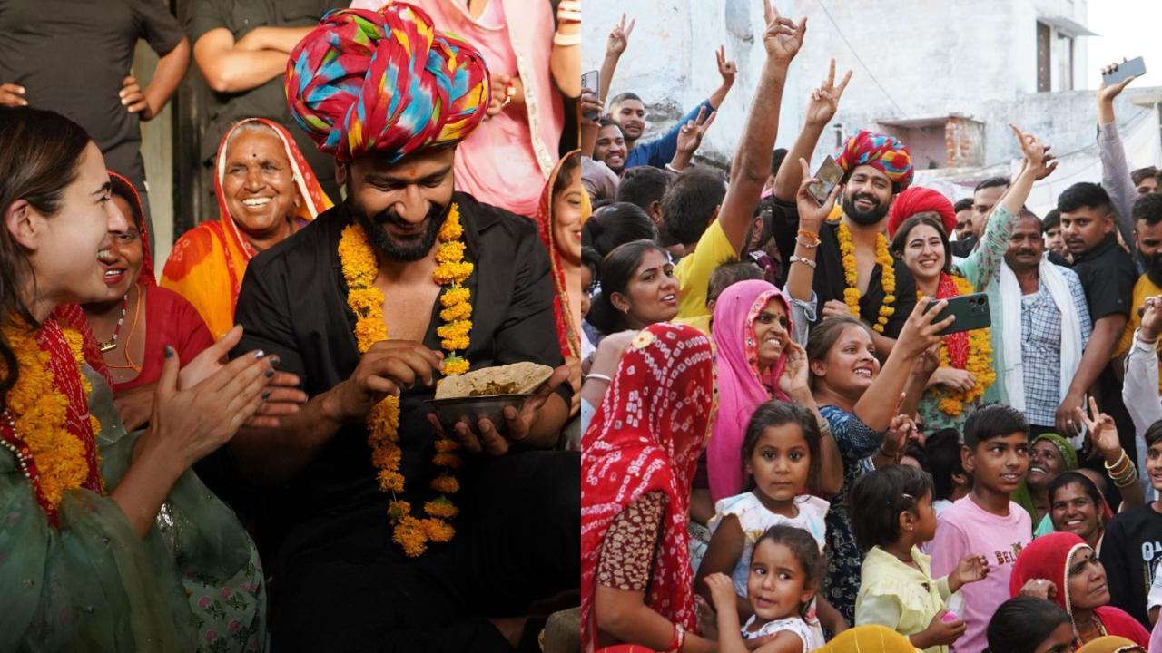 IN PICS: Vicky Kaushal, Sara Ali Khan soak in the local flavours of Rajasthan