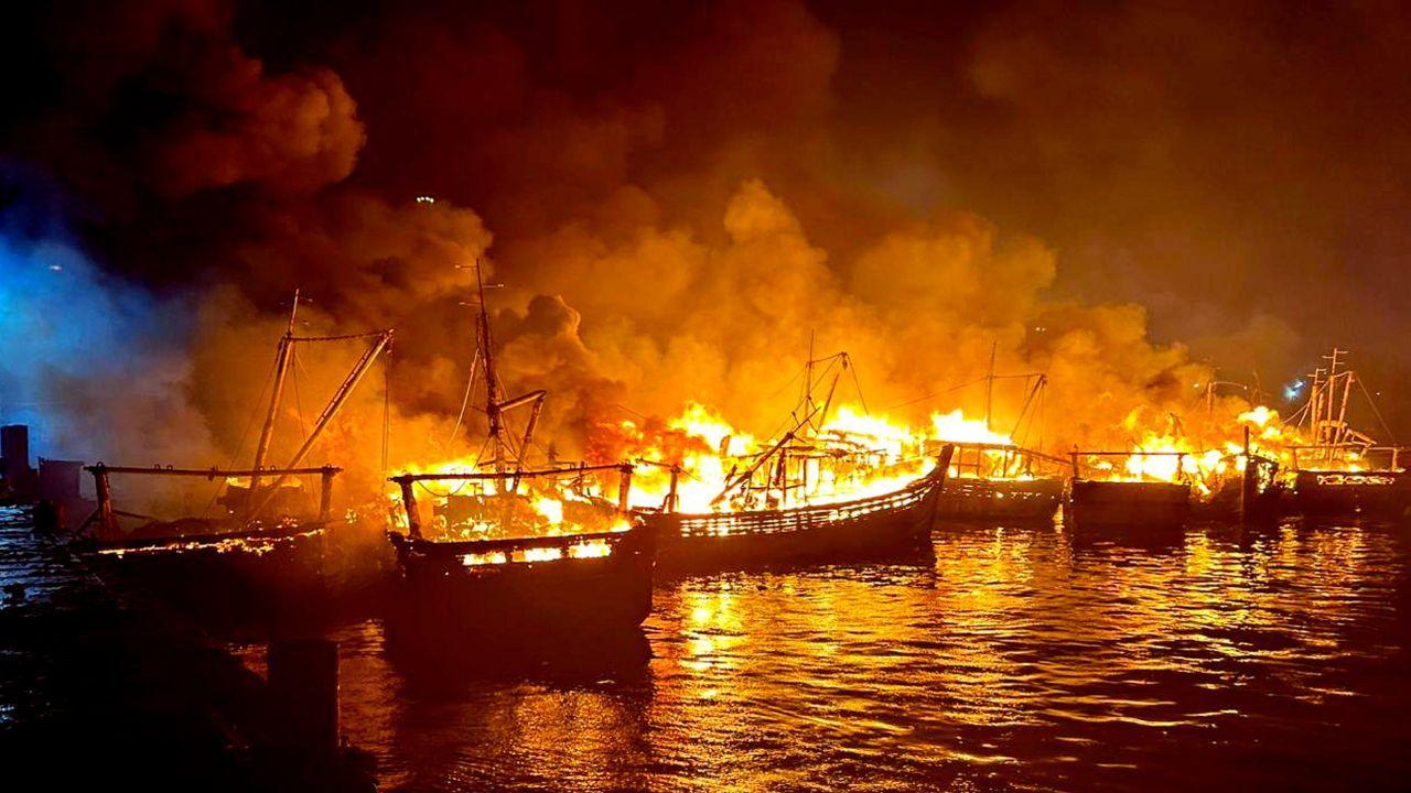 IN PHOTOS: Nearly 30 boats gutted in Visakhapatnam harbour fire