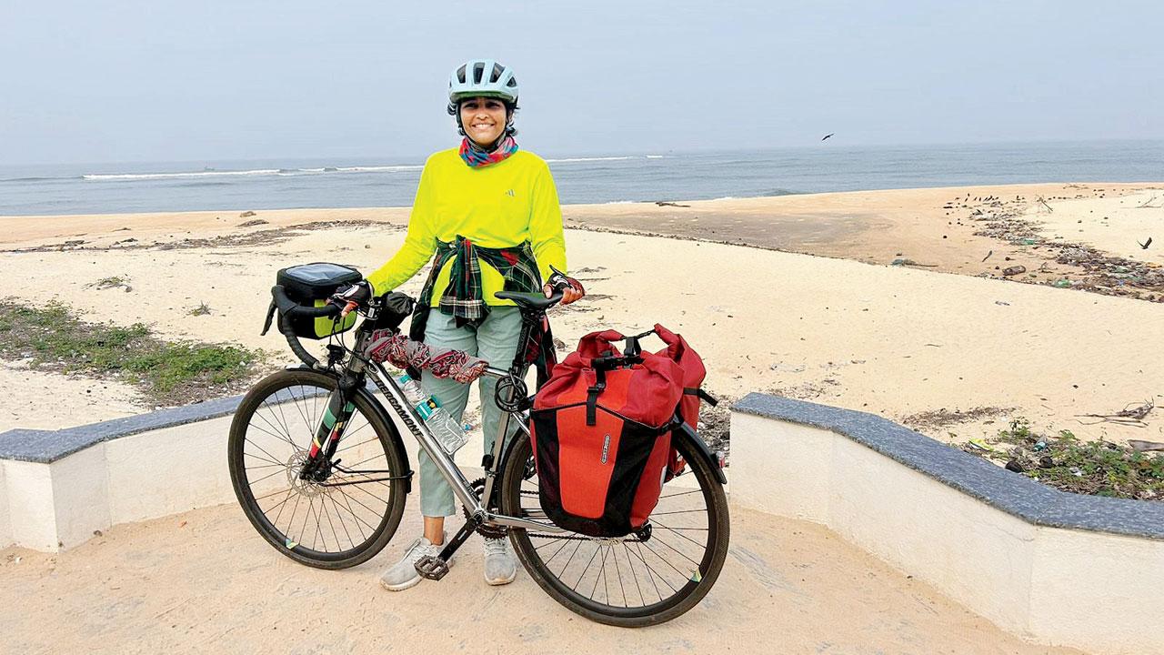 Aparna Vinod at a stop during her solo journey to Gujarat