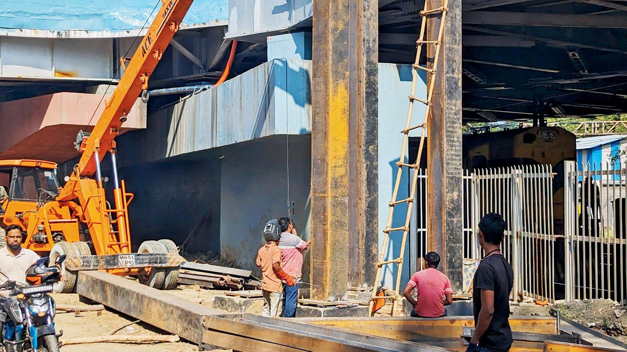 Ongoing construction of the staircases and escalators