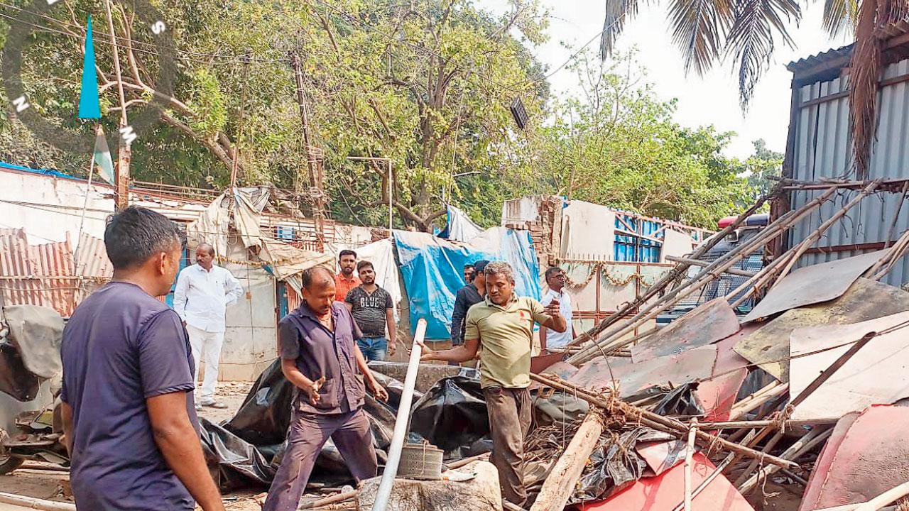 Civic officials demolish encroachments facilitated by the land mafia, on October 30