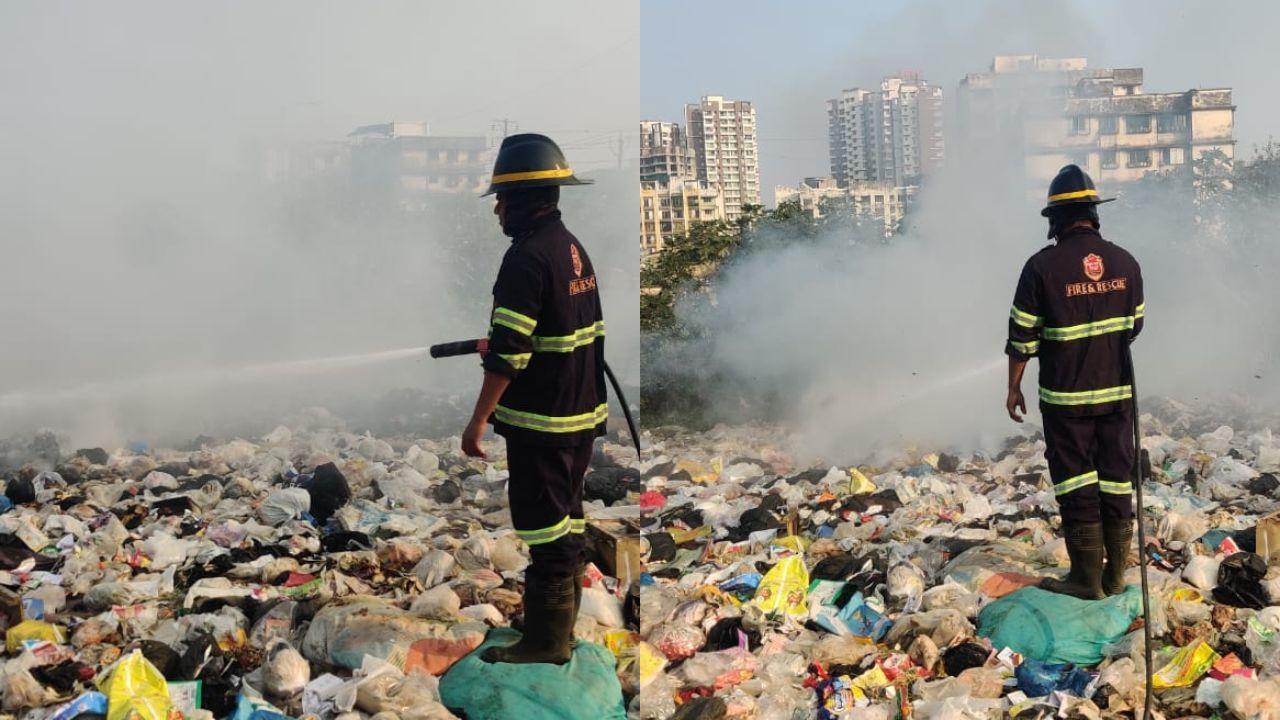 Thane: Fire breaks out in garbage piled alongside road in Diva