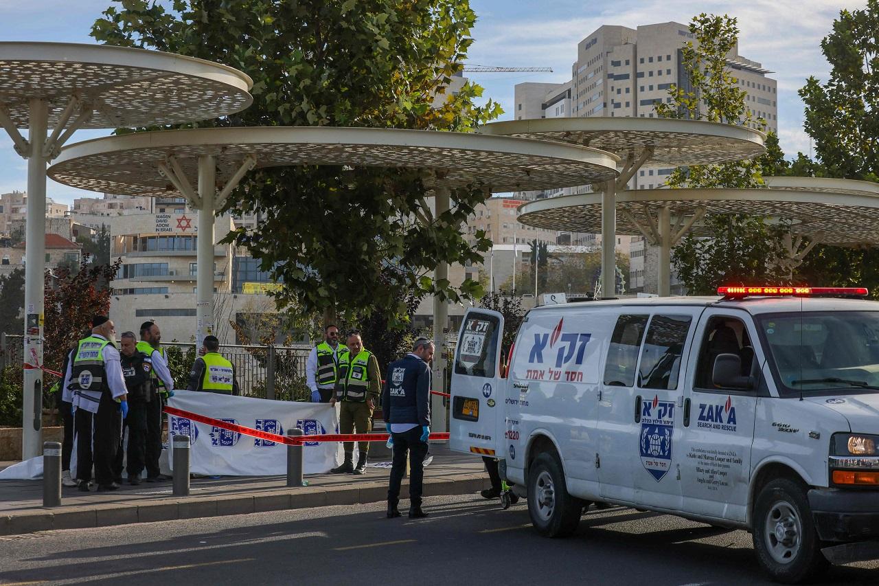 Three persons were killed and six wounded, two of them seriously, in a terror shooting attack at the entrance to the city, police and medics said