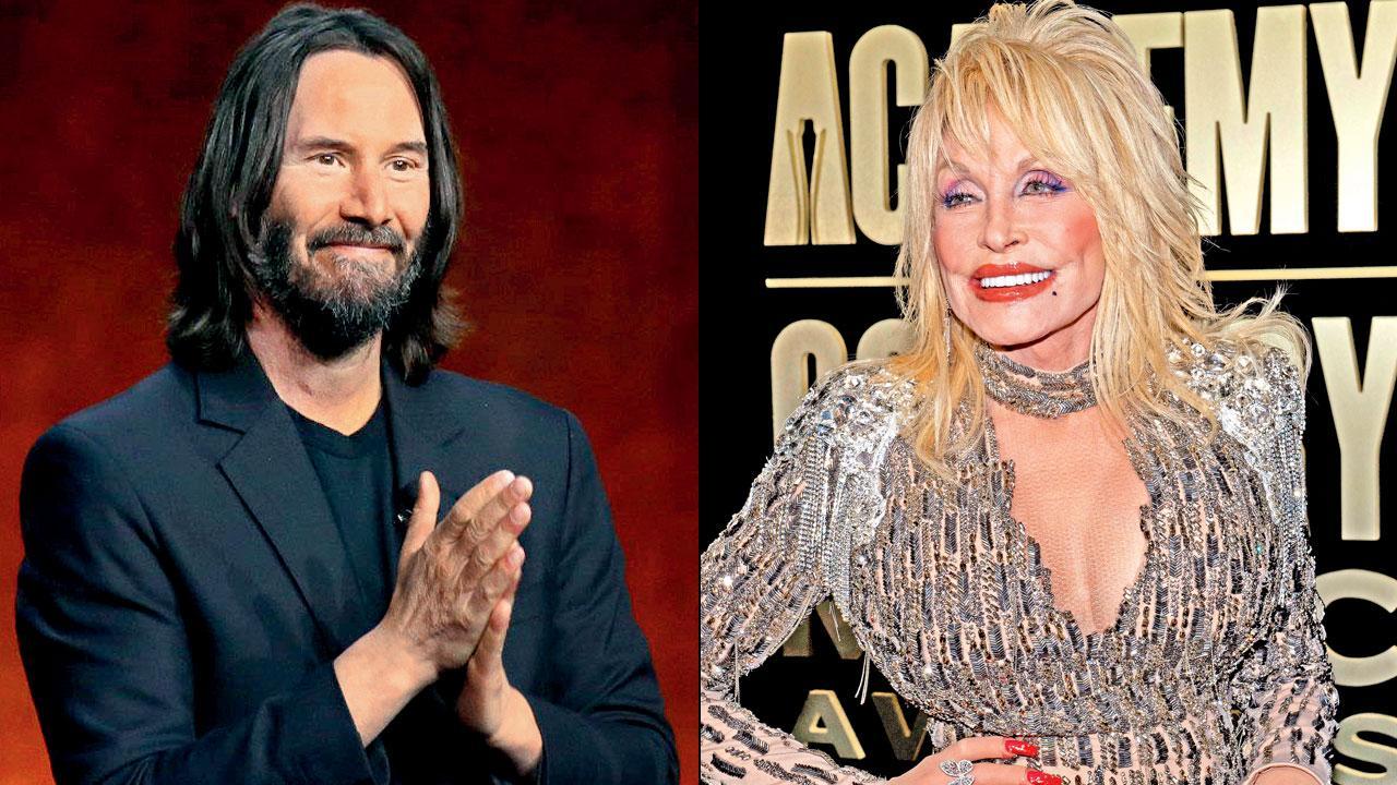 Dolly reacts to Keanu Reeves wearing her Playboy costume