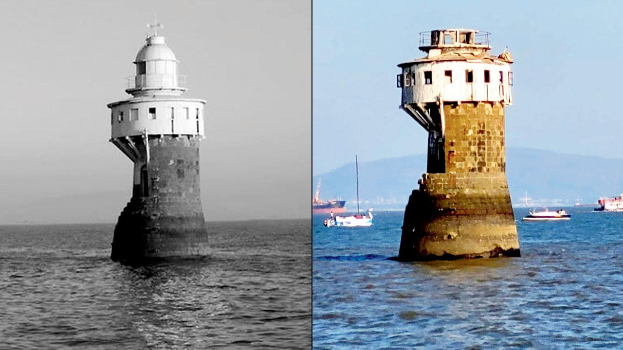 (Left) The lighthouse was built in 1856. PIC COURTESY HARSHAD BHATIA; (right)  a recent picture shows the ruin