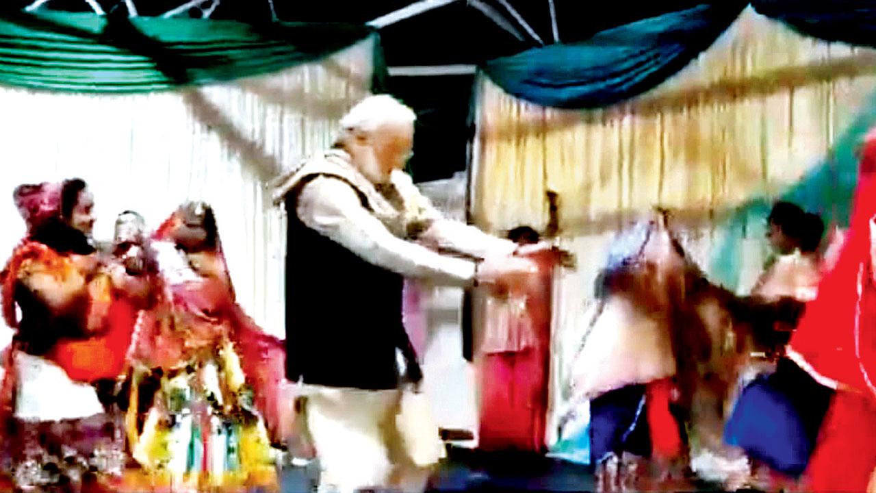 A moment from the viral deepfake video of Prime Minister Narendra Modi performing garba. Pic Courtesy/Twitter