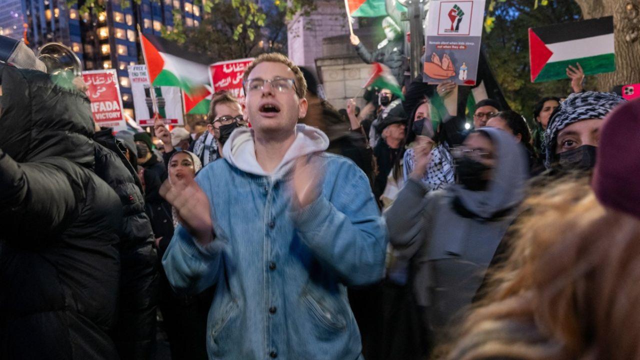The protest was the latest in a series of near-nightly demonstrations since the start of the war. Thousands have marched through Midtown Manhattan to protest Israel’s attacks on Gaza.