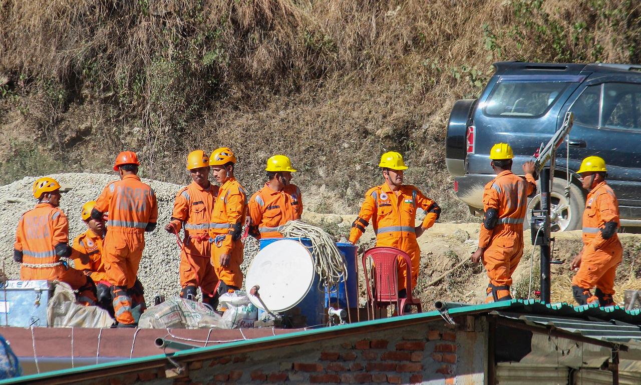 Rescuers have to drill up to around 57 metres in total to reach the trapped workers who have been stranded on the other side of the rubble since November 12
