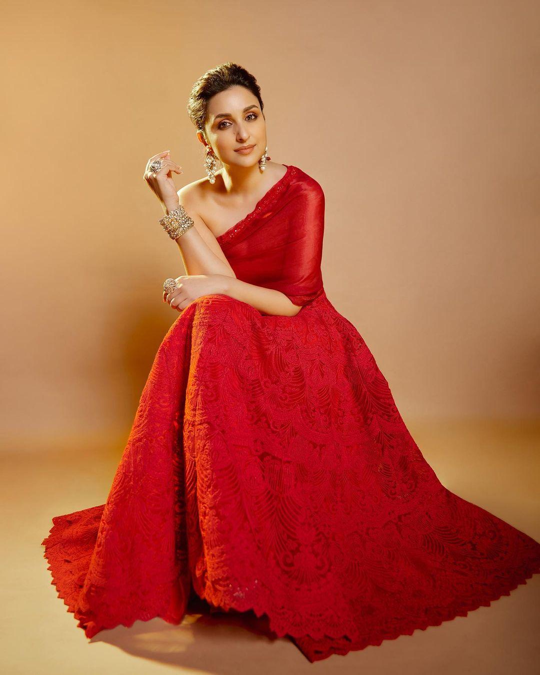 Buy Red Georgette Embroidered Saree Gown Wedding Wear Party Wear Online at  Best Price | Cbazaar