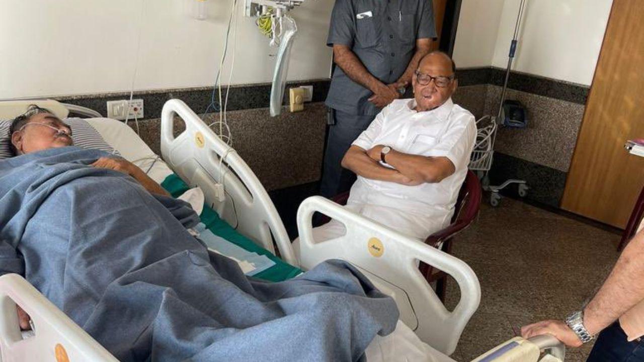 NCP chief Sharad Pawar visits NCP leader Eknath Khadse in hospital