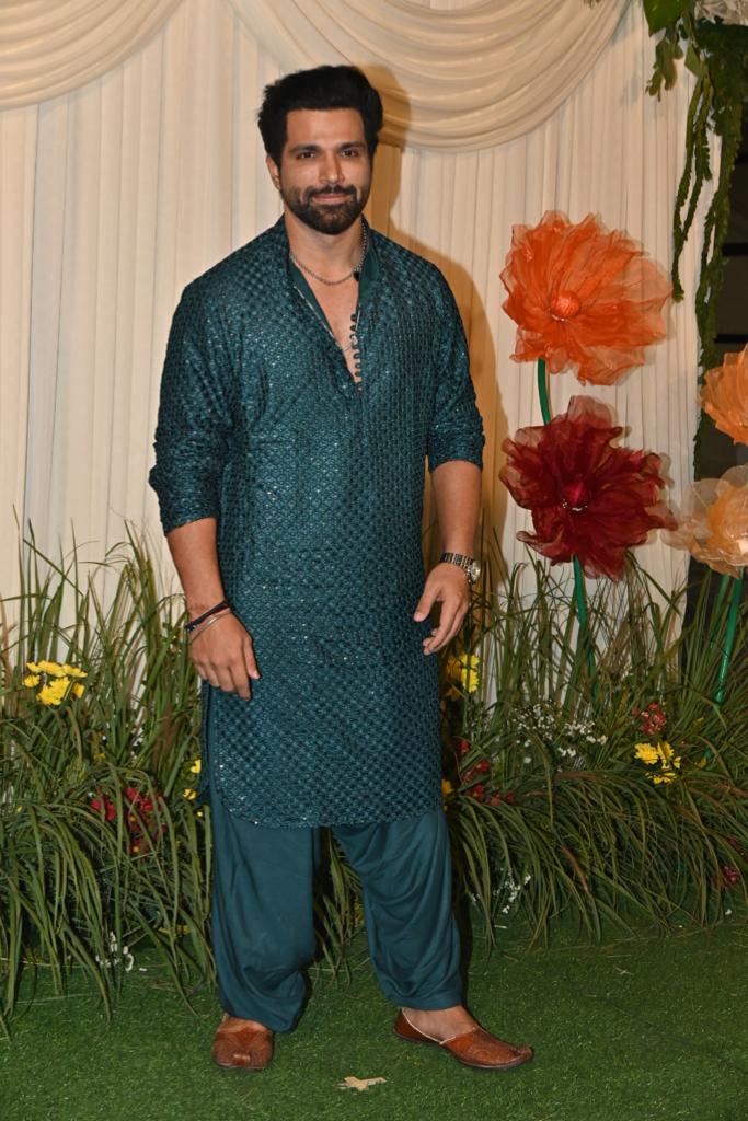 Rithvik Dhanjani attended the party in an all-green traditional attire