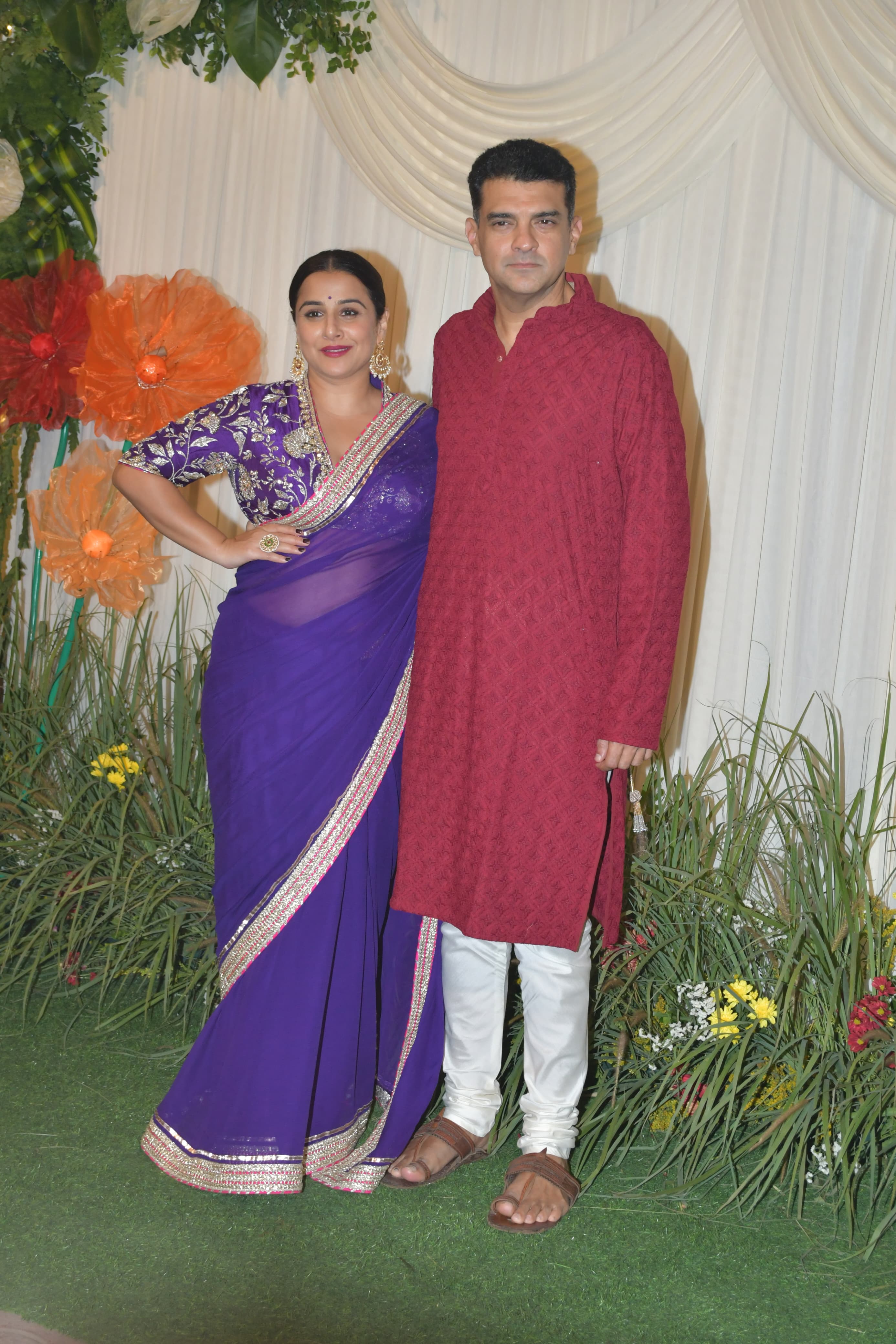 Vidya Balan was also present at the event. The actress opted for a blue saree paired with embroidered blouse 