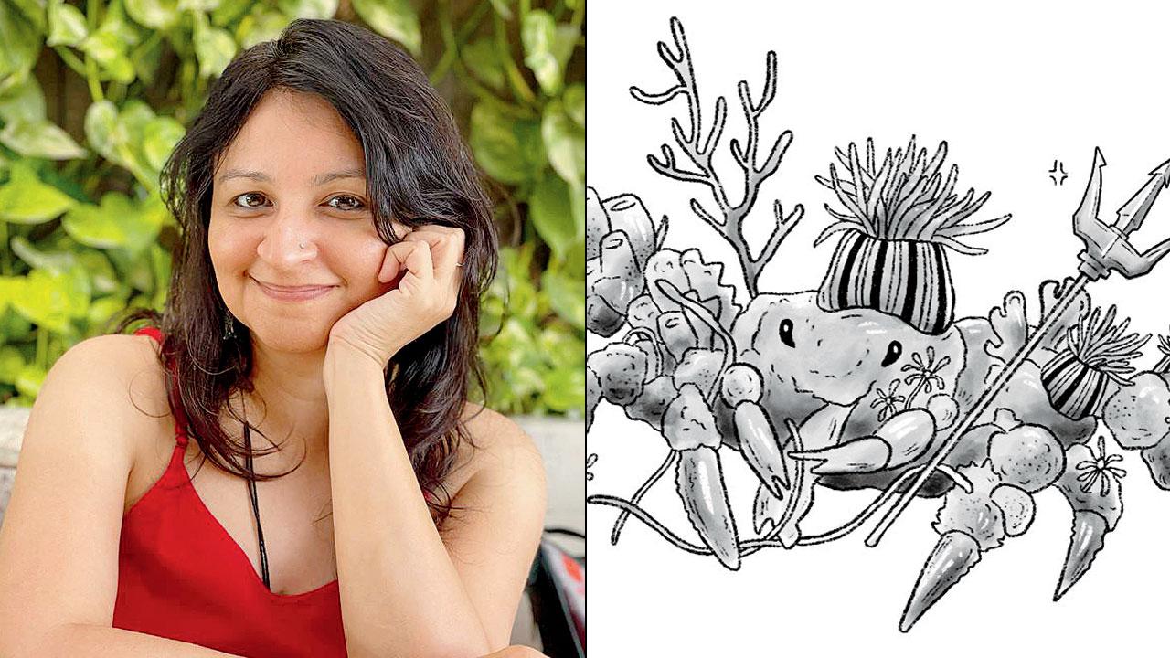 A decorator crab from Mehta’s book. Illustration/Jessica Luis