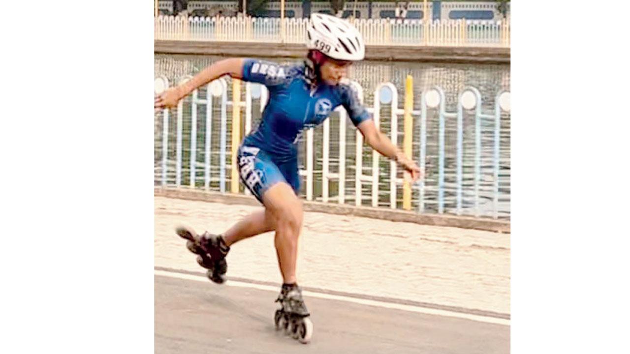 Mishti Vora finishes a lap during a practice session 