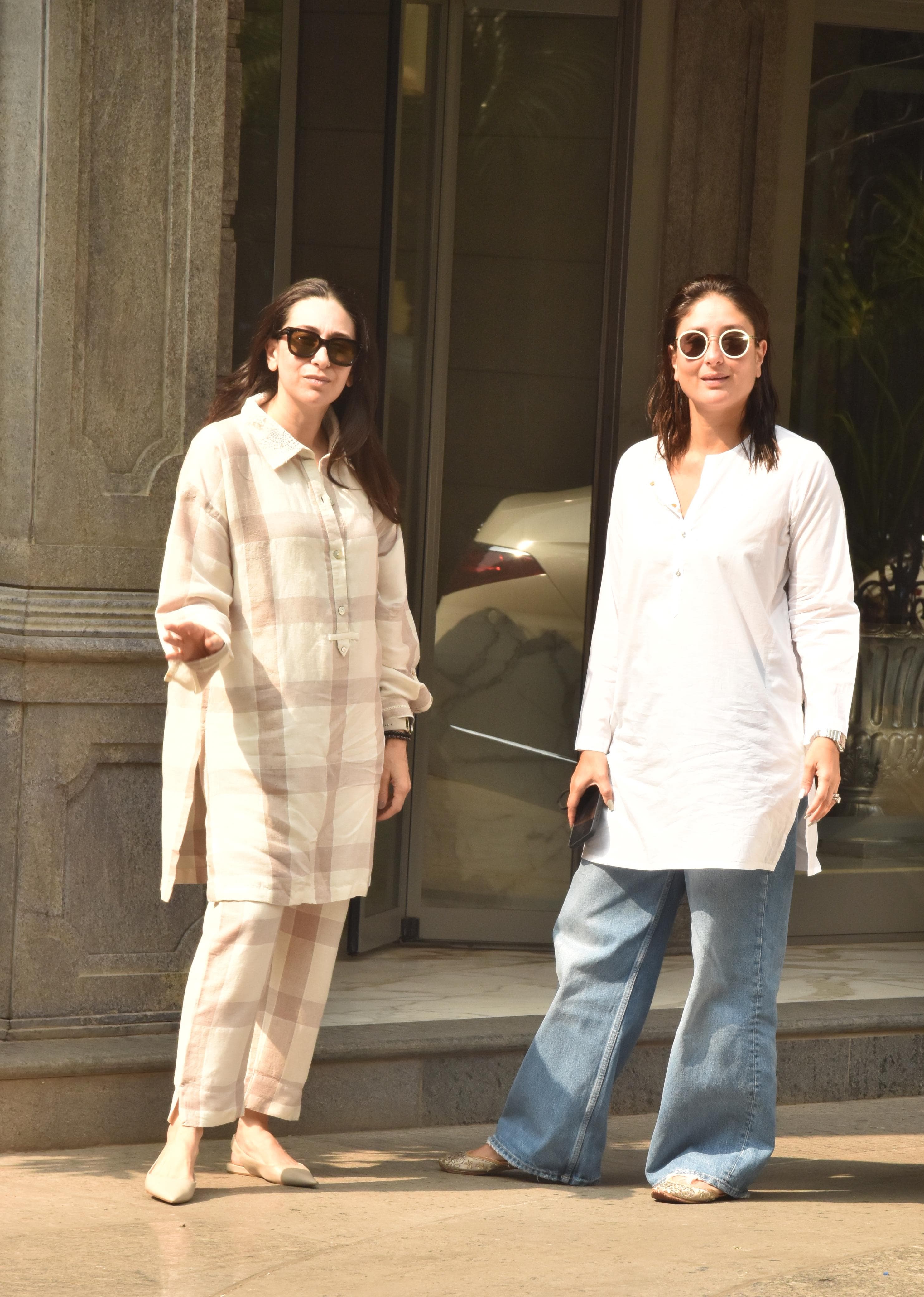 The Kapoor sisters Kareena and Karisma were snapped together as they went out and about
