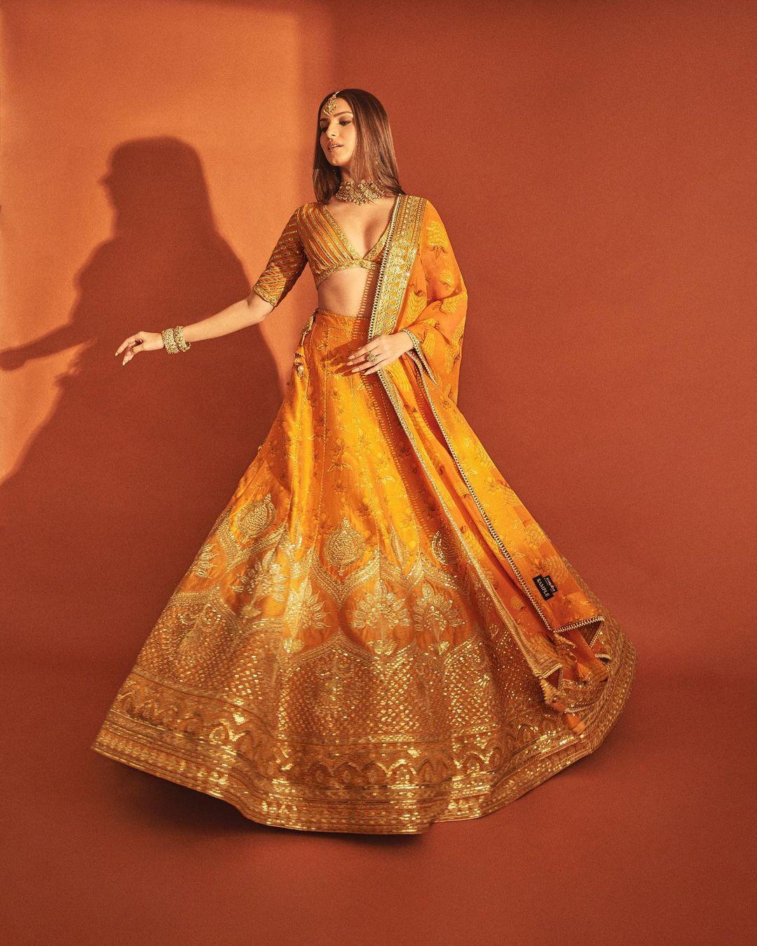 For Diwali 2023, Tara chose this orange lehenga. She truly looked like what dreams are made of