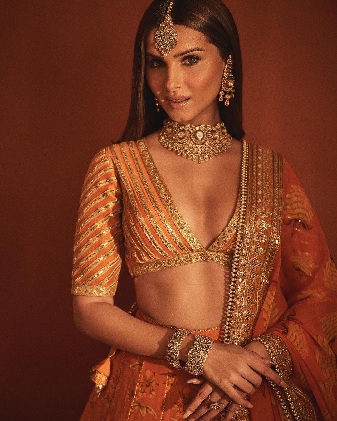 She paired the lehenga with the most exquisite jewelry that complemented the outfit perfectly