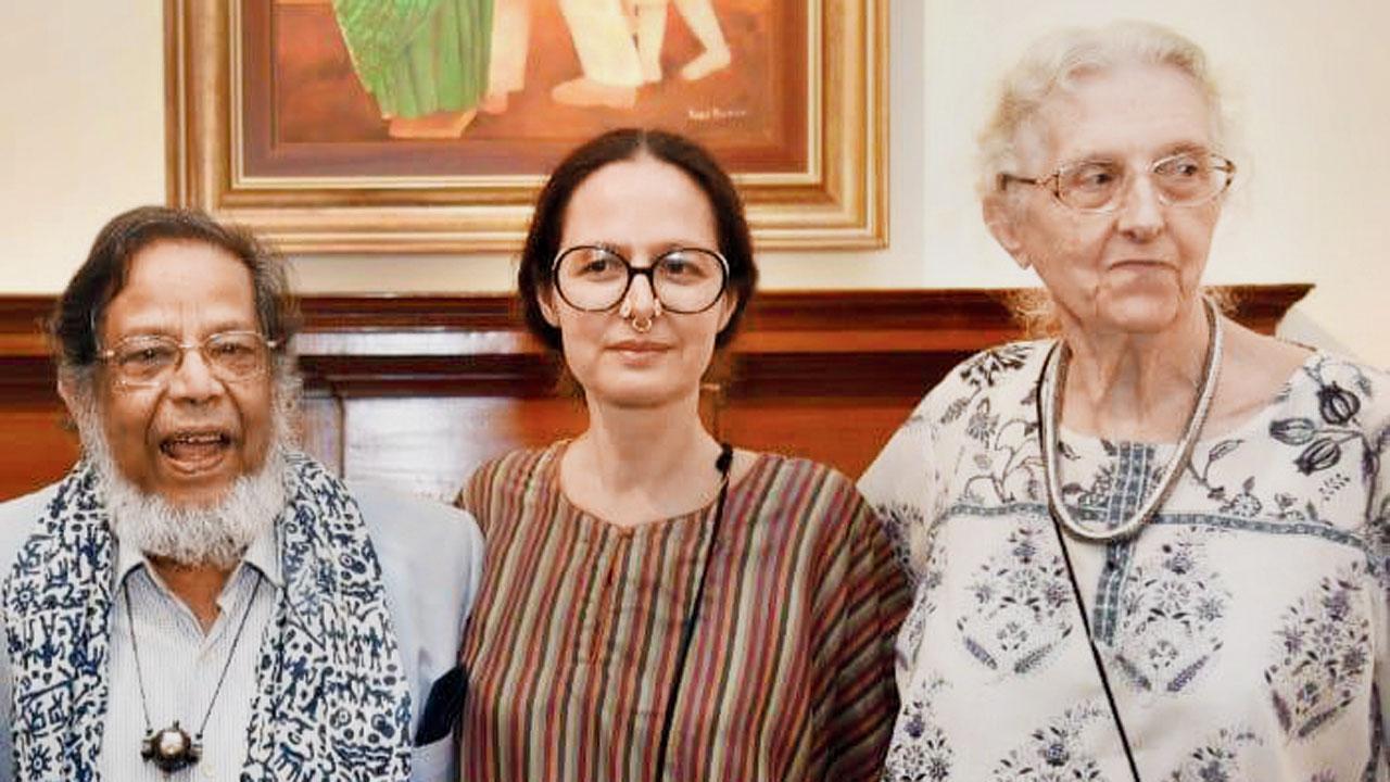 (From left) Sakti Burman, Maya Burman and Maite Delteil