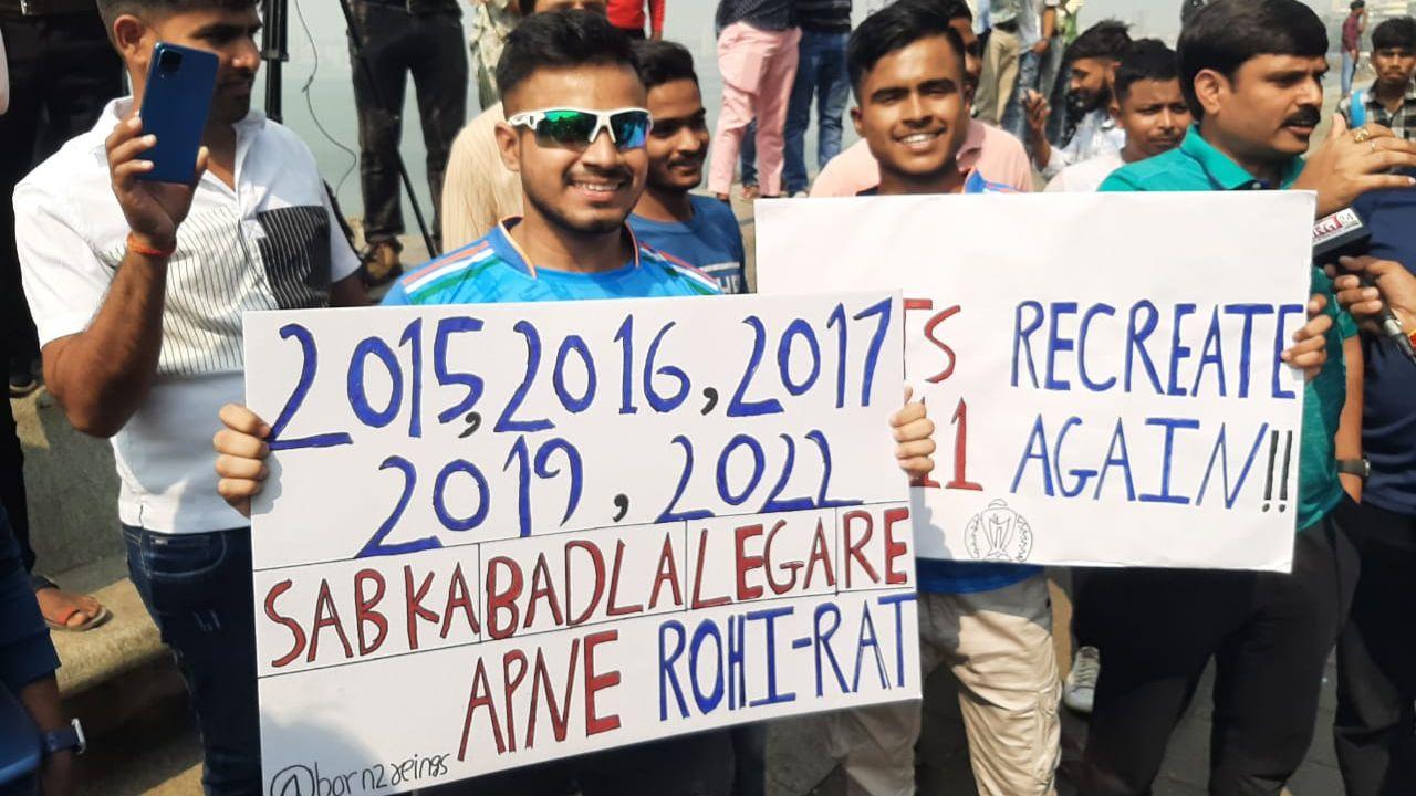 Many came dressed in myriad clothing featuring colours of the Indian tricolour and blue jerseys as they expressed their confidence in team India. 