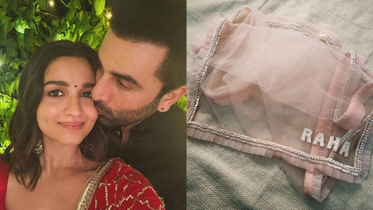Alia Bhatt gets peck on the cheek from Ranbir Kapoor at Diwali party, shares pic of Raha's customised outfit