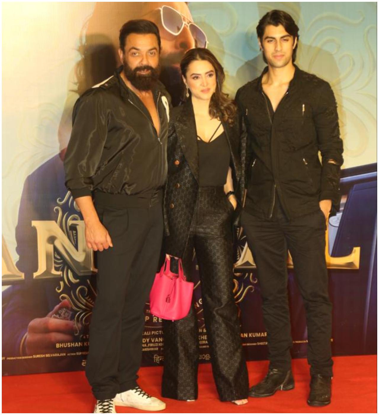 Bobby Deol with his son and wife Tanya at the movie screening. (Photo: Pallav Paliwal)