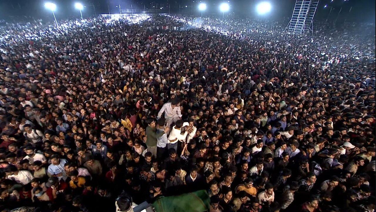 A massive crowd assembled at the Malla Reddy University ground on Monday night for the pre-release event of Animal, an upcoming Hindi film by Sandeep Reddy Vanga