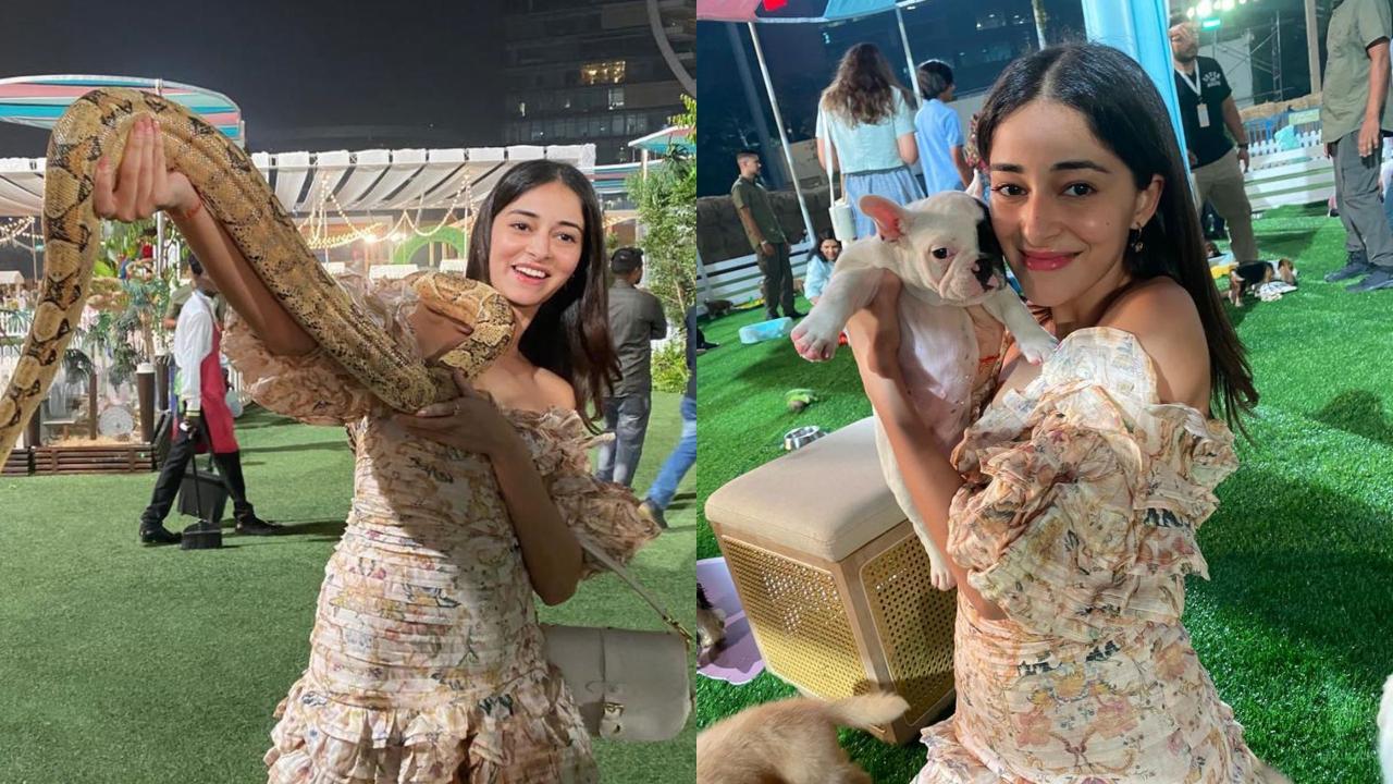 Ananya poses with her two favourite animals at Isha Ambani's twins birthday bash
