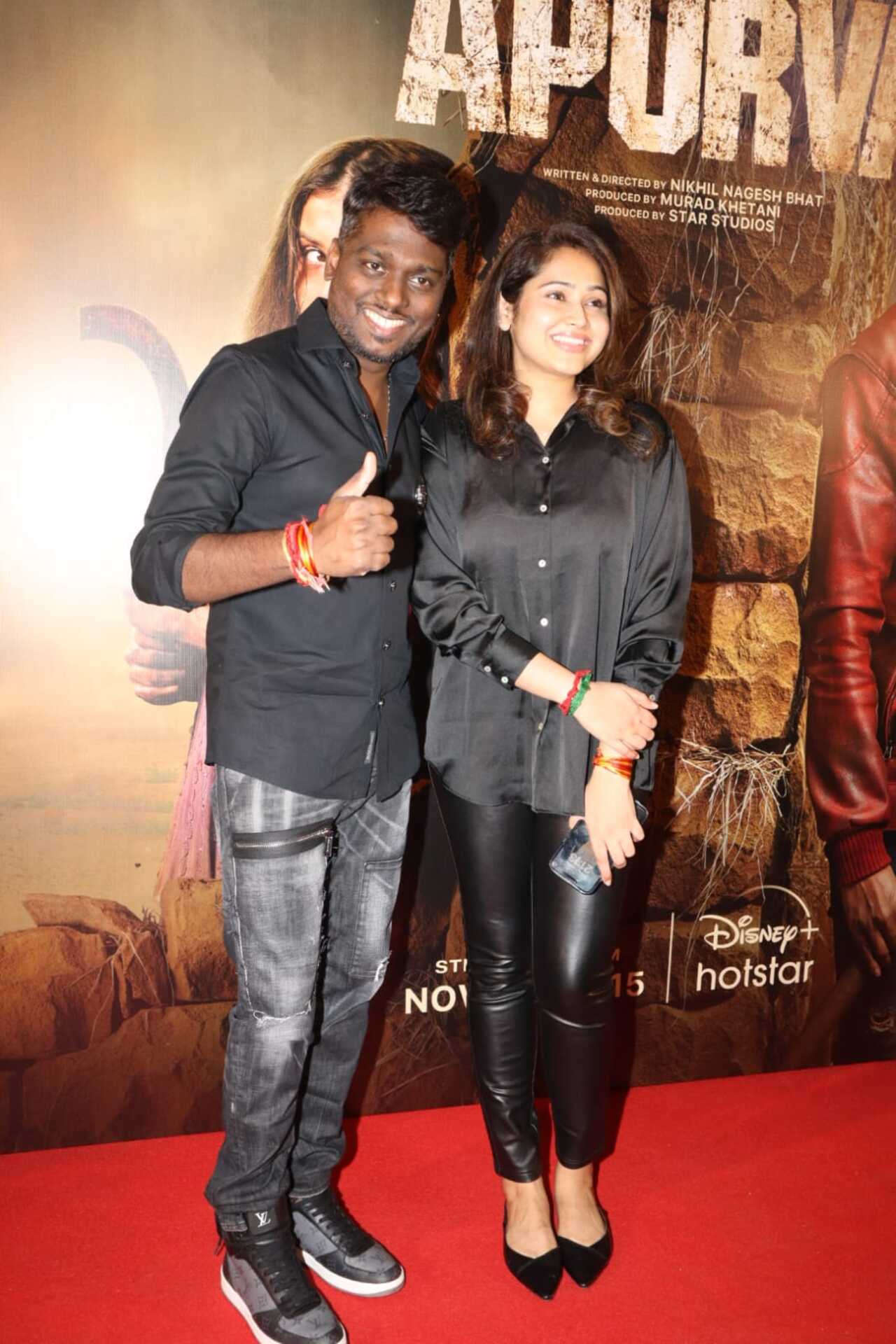 Jawan director Atlee was all smiles as he attended the screening with wife Priya