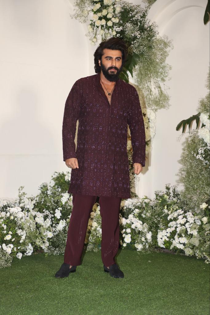 Arjun Kapoor was among the actors who attended Manish Malhotra's star-studded bash. The actor graced the party in an embroidered brown kurta pyjama set
