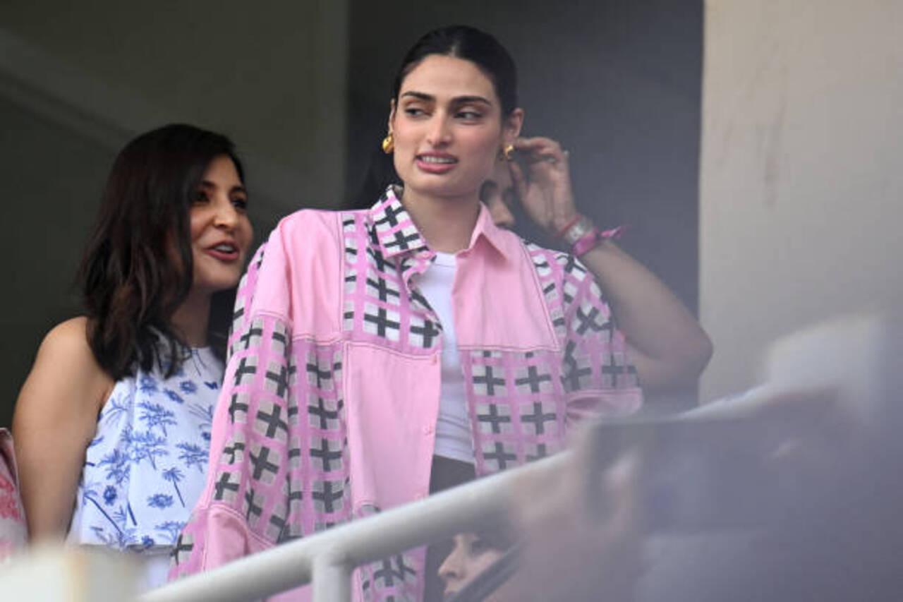 Athiya Shetty and Anushka Sharma were seated together for the match as they cheered for their respective husbands and team India