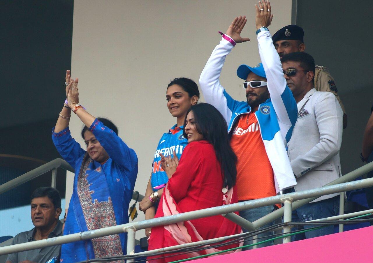 Ranveer Singh and Deepika Padukone cheer for team India. After the match, Ranveer wrote on social media, 