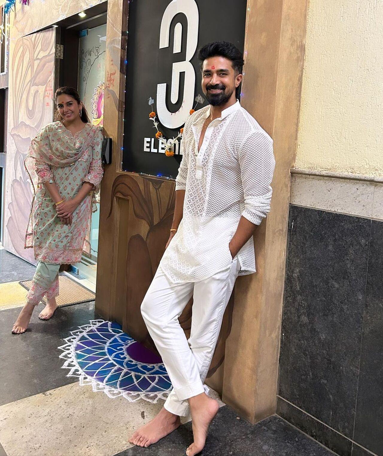 Siblings Huma and Saqib Saleem had their first Diwali puja at their production house Elemen3 Entertainment office