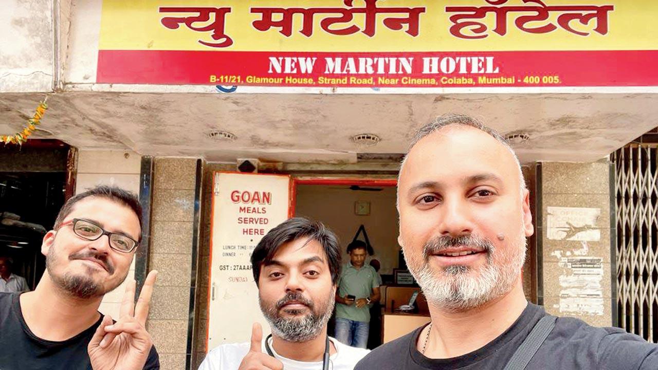 (From left) Ghosh, Premjit Dutta and Shonai outside the restaurant