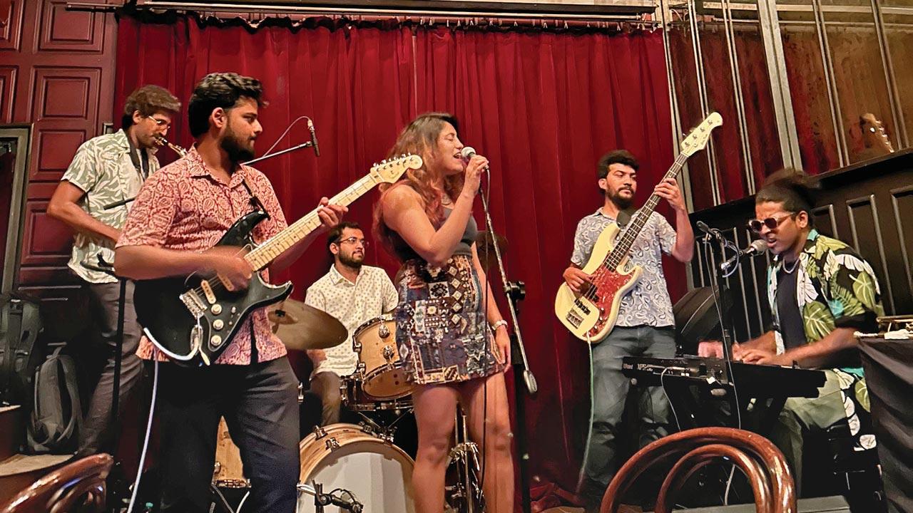 The jazz sextet performs at a previous gig in Delhi
