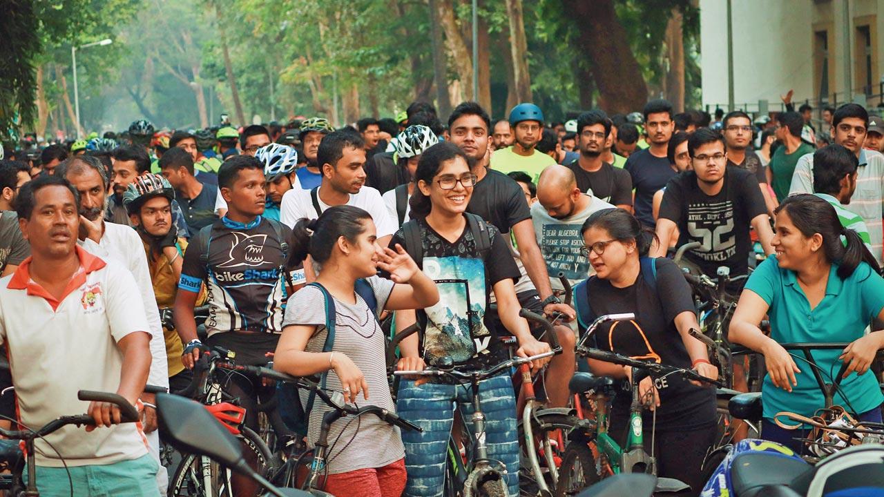 Participants cycle at an earlier edition of the Cyclothon
