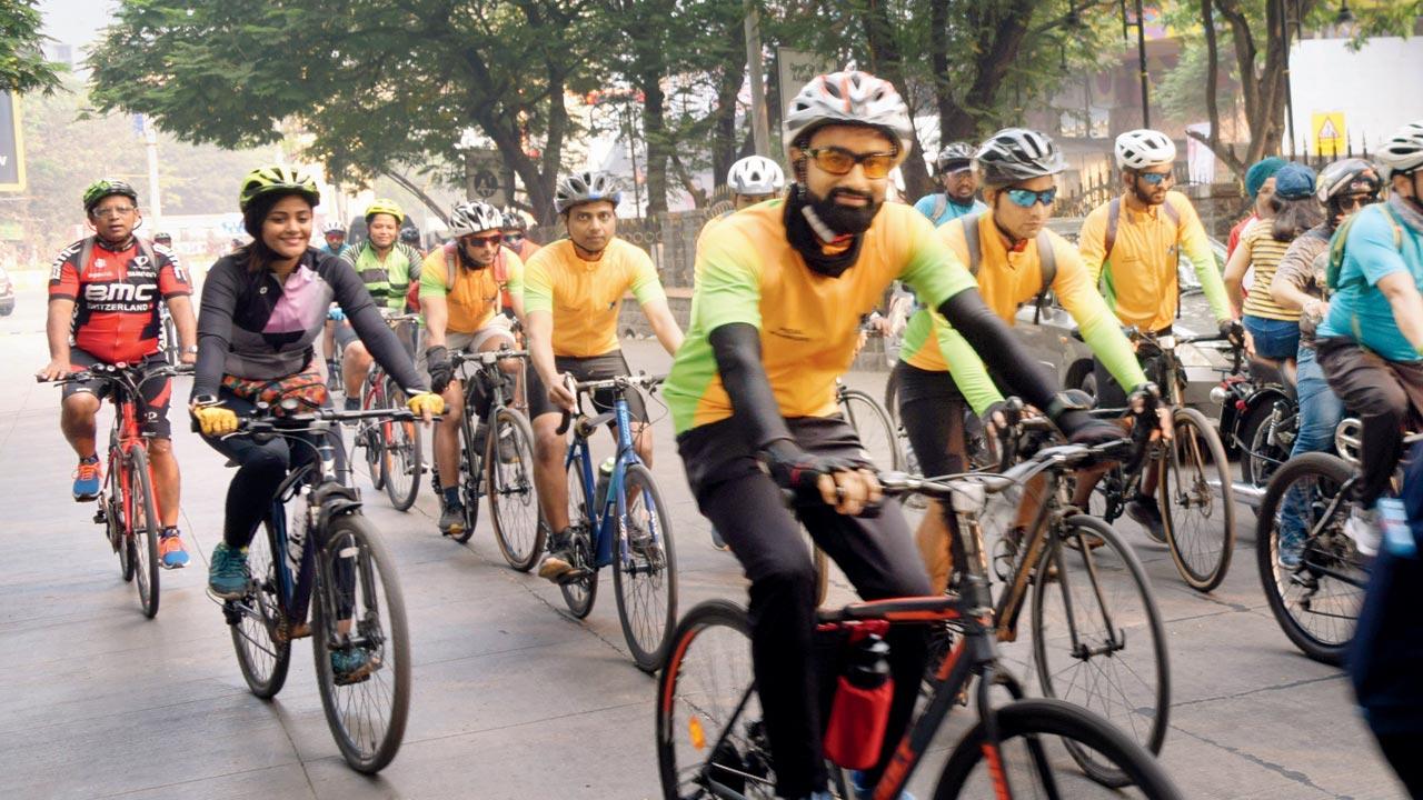 Cyclists ride to the meeting spot. Pic Courtesy/Wheels and Barrels