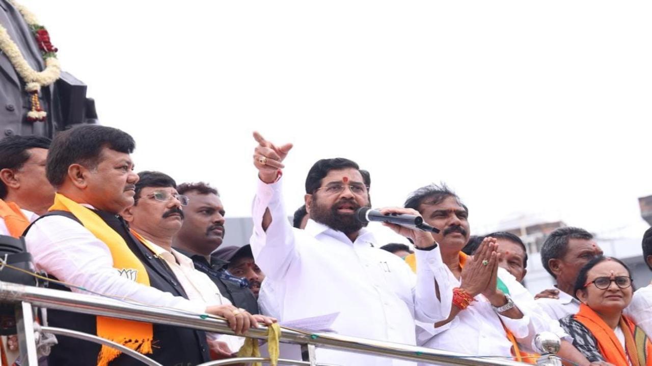 Maharashtra Chief Minister Eknath Shinde on Tuesday addressed an election rally in poll bound neighbouring Telangana. Shinde extended support to Bharatiya Janata party candidates