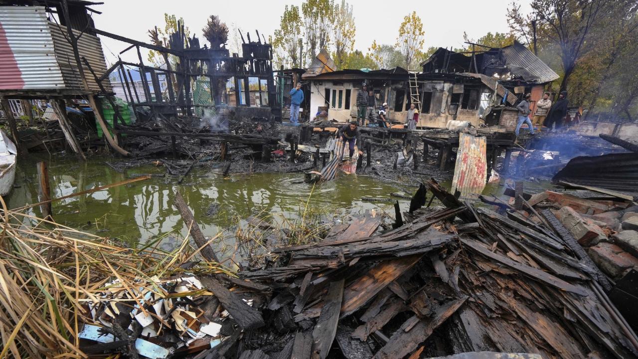 The fire broke out in the tourist hub of the Dal Lake early Saturday, destroying property worth crores of rupees, officials said