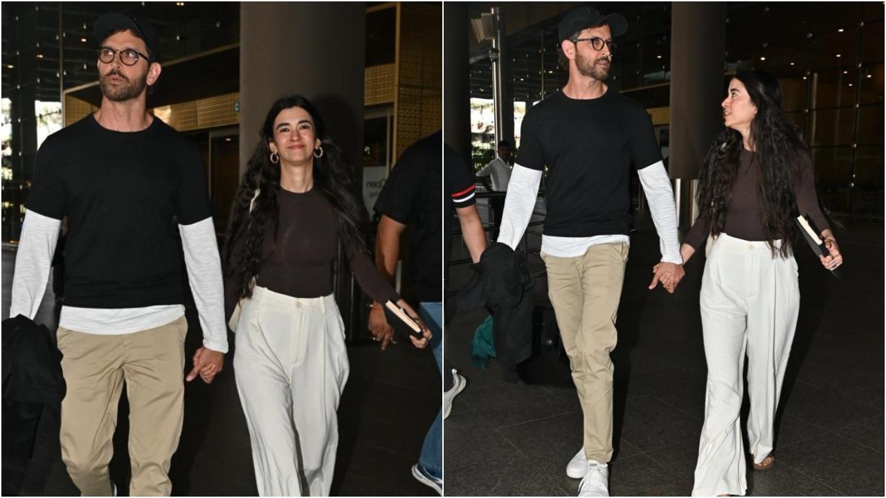 Hrithik Roshan and Saba Azad hold hands as they return from a vacation