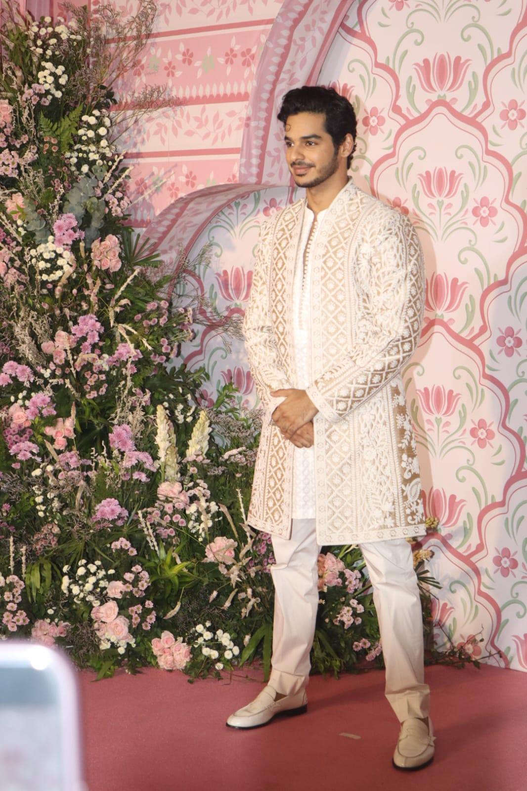 Ishaan Khatter opted for a white sherwani for the Diwali bash