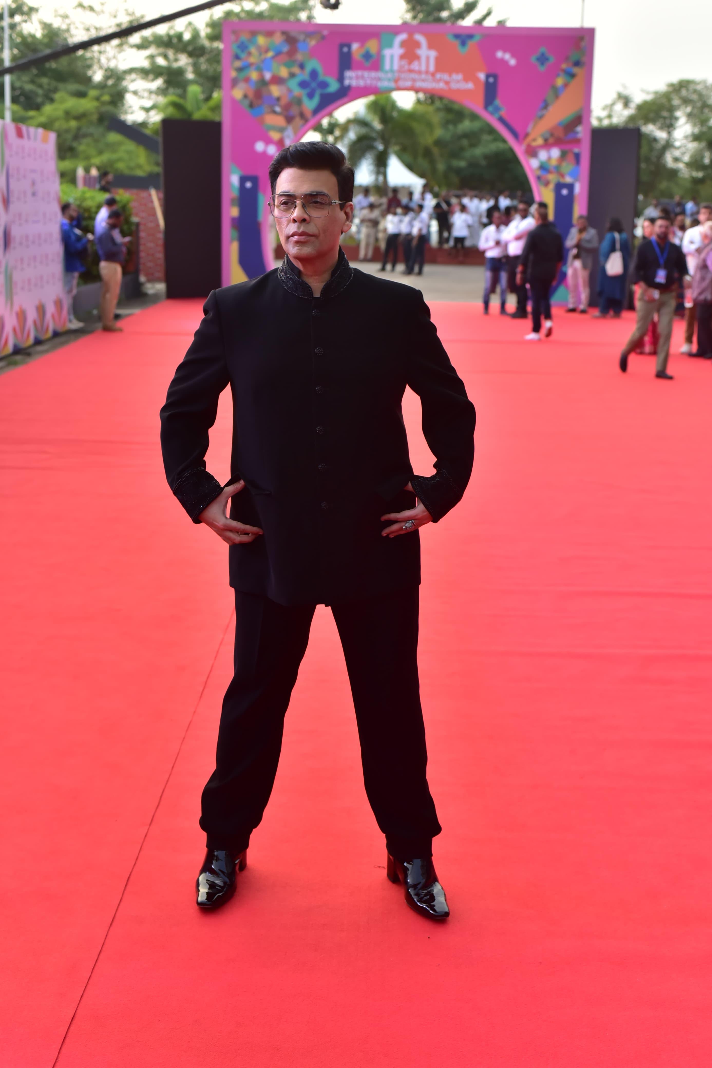 Ace filmmaker Karan Johar walked the red carpet in his finest