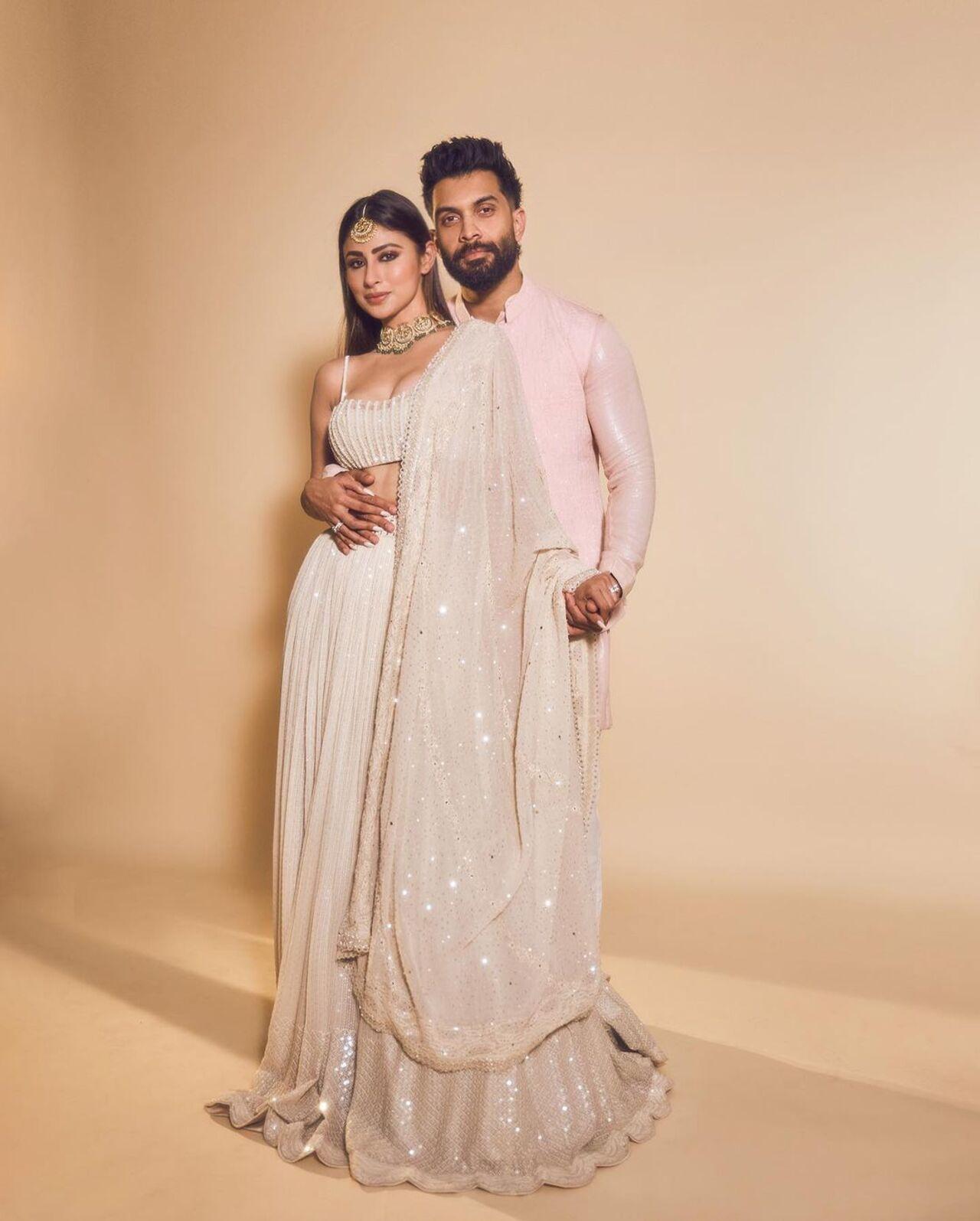 Mouni Roy shared stunning pictures with her husband, Suraj Nambiar on Instagram on Diwali 2023
