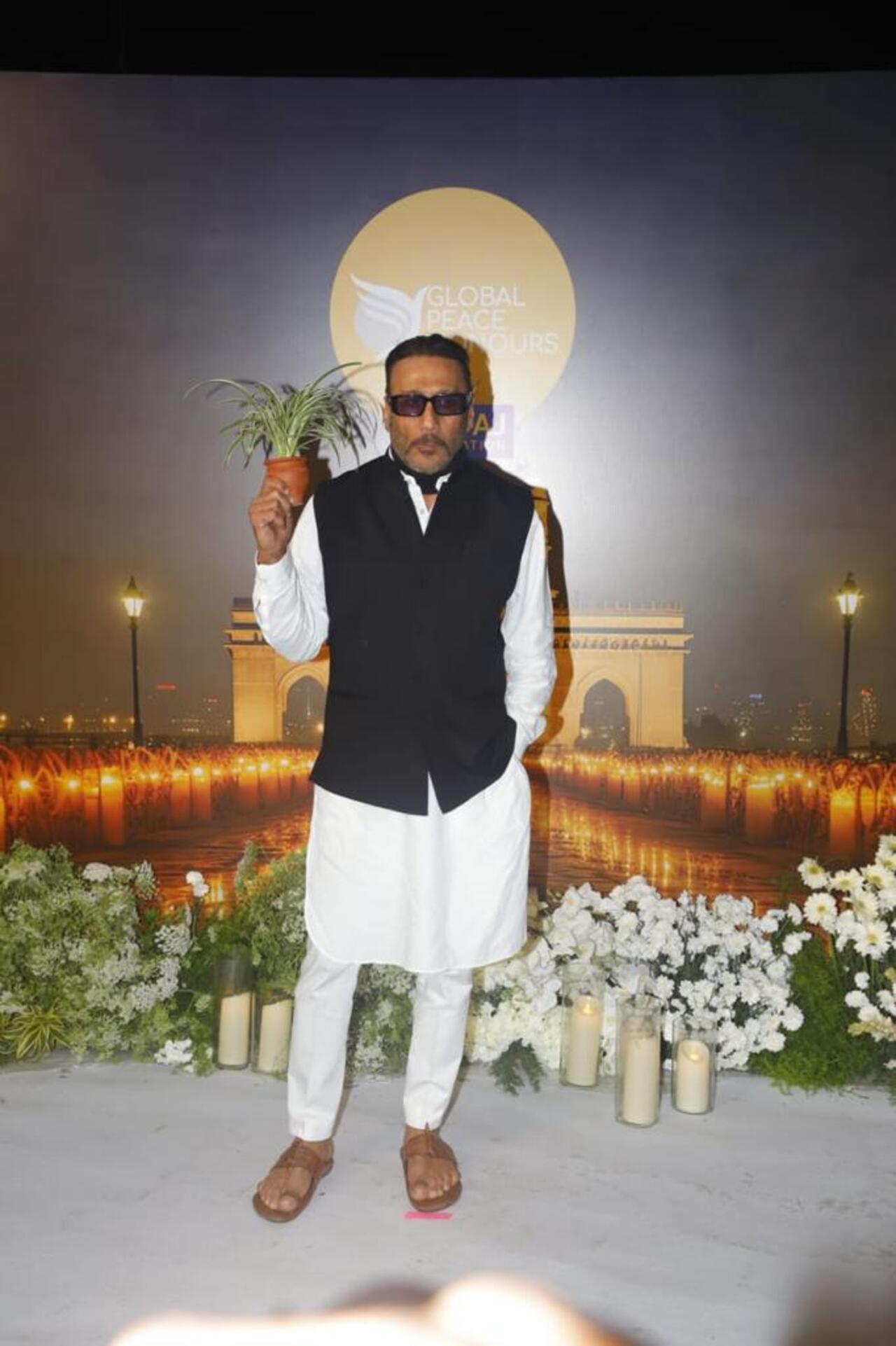 Jackie Shroff arrived with a sapling for the event